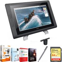 Wacom Cintiq 22HD 22" HD, Wide-Format Interactive Pen Display w/Grip Pen DTK2200 + Elite Suite 18 Standard Editing Software Bundle + Bamboo Solo Stylus F/Tablets, Smartphones + 64GB Memory Card
