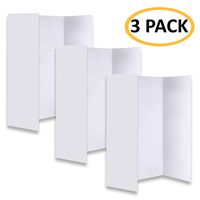 [New & Improved] Premium White Trifold Presentation Board - Heavy-Duty Corrugated Cardboard Poster for Art Projects & Science Fair, Set of 3