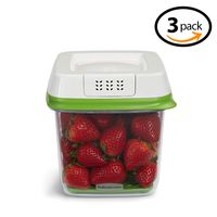 Rubbermaid FreshWorks Produce Saver Food Storage Container, Medium, 6.3 Cup, Green 1920478-3 Pack