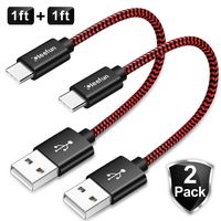 USB C Cable [2-Pack, 1ft], CLEEFUN Type C Cable Fast Charging Charger Nylon Braided Cord for Samsung Galaxy S10 S9 S8 Plus S10e, Note 10/10Plus/9/8, Moto G7 G6, LG G8 G7 G6 V35 V30, Pixel 3a 2 XL