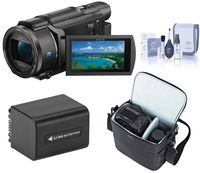 SONY FDR-AX53 4K Ultra HD Handycam Camcorder Black Bundle Kit with Lowepro Camera Bag + Green Extreme Extra Battery + ProOptic Cleaning Kit