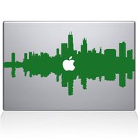The Decal Guru Chicago City Skyline Decal Vinyl Sticker, 12" MacBook, Green (2327-MAC-12M-LG)