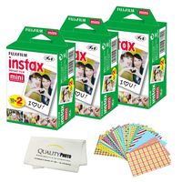Fujifilm INSTAX Mini Instant Film 2 Pack - 60 Sheets - (White) for Fujifilm Instax Mini 8 & Mini 9 Cameras + Frame Stickers and Microfiber Cloth Accessories ...