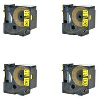 SuperInk 4PK Replacement Industrial Rhino Heat Shrink Tube Compatible for Dymo 1805444 Black on Yellow Cable Label Tape (24mmx1.5m,1''x5ft) use in DYMO Rhino 6000 Label Maker