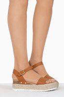 Soda Womens Casual Clip Espadrilles Trim Flatform Studded Wedge Buckle Ankle Strap Sandals,Clip-Tan,6.5