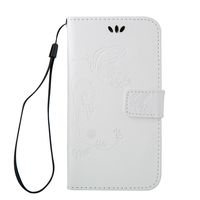 IKASEFU Leather Case with Strap Compatible with Samsung Galaxy S4,Retro Butterfly Flower Pu Leather Wallet Case with Card Slots Compatible with Samsung Galaxy S4 -Butterfly,White