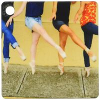 3dRose Photo Professional ballerinas dressed up with street clothing but wearing ballet shoes - Key Chains, 2.25 x 4.5 inches, set of 2 (kc_9990_1)