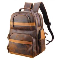 Oakhide Genuine Leather Backpack For Men Vintage 15.6 inch Laptop Bag Large Capacity Business Travel Hiking Overnight Shoulder Daypacks with USB Charging Port