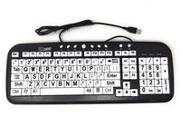 New and Improved EZSee by DC Large Print English QWERTY Keyboard - Vivid Black Letters on White BackGround Keys - Wired USB Connection - For Visually Impaired, Weak Vision in Low Lighted Areas