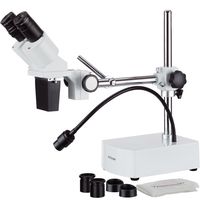 AmScope SE420Z Professional Binocular Stereo Microscope, WF10x and WF20x Eyepieces, 20X and 40X Magnification, 2X Objective, Tungsten Lighting, Boom-Arm Stand, 110V-120V