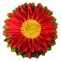 JWH 3D Sunflower Accent Pillow Hand Craft Round Cushion Decorative Pillowcase with Pillow Insert Home Sofa Bed Living Room Decor Gift 14 Inch / 35 cm Wool Green Red Yellow