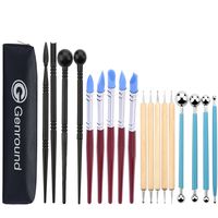 Polymer Clay Tools, Genround Kid Toy 19pcs Modeling Clay Sculpting Tools, 5pcs Wooden Dotting Tools, 5pcs Rubber Tip Pens, 4pcs Ball Stylus Tool, 4pcs Modeling Tools Pottery Tools, and Storage Case