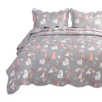 Bedsure Unicorn Quilt Set Grey King Size (106x96 inches) - Lightweight Microfiber Bedspread Coverlet Quilt for All Season, 1 Quilt and 2 Pillow Shams