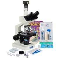 OMAX 2500X 5MP Digital LED Microscope + Slide Preparation Kit + Book + Cleaning Kit + Prepared & Blank Slide