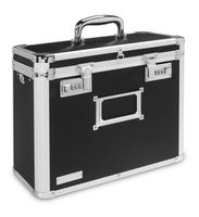 Vaultz Locking Personal File Organizer Tote Box, Letter Size, Black with Chrome (VZ00640)