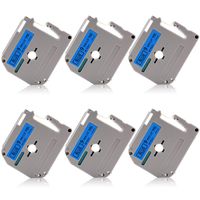 Replace 9mm 0.35 M Tape M-521 M521 M-K521 MK521 Label Tapes Compatible for Brother P Touch Label Maker PT-90 PT-M95 PT-45M PT-65, 3/8 Inch 26.2 Feet, Black on Blue, 6-Pack