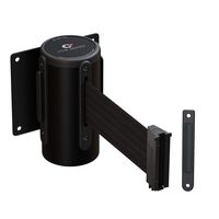 Fixed Wall Mount Retractable Belt Barrier with Steel Case- CCW Series WMB-120 (11 Foot, Black Belt with Black Steel Case)
