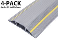 (4-Pack) 6.5 Feet Heavy Duty Cable Protector + Cord Cover - 3 Cord Channels - Durable Gray PVC is Flexible, Odor Free, Easy to Unroll - Conceal Wires at Home, Office, Warehouse, Workshop, Concerts