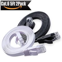 Cat 6 Ethernet Cable 5ft 2 Pack - Flat Ethernet Patch Cable with Snagless Rj45 Connector - Compatible with Cat5e Cat5 Computer LAN Wire for PS4,Xbox one,Switch,Modem,Router