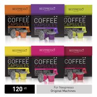 Bestpresso Coffee for Nespresso Original Machine 120 pods Certified Genuine Espresso Variety Pack, Pods Compatible with Nespresso Original