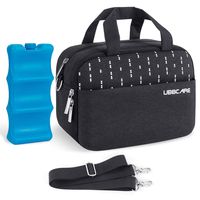 UBBCARE Insulated Breastmilk Cooler Bag with Contoured Ice Pack Baby Bottle Cooler Bag Fits up to 6 Large 5 Ounce Bottles Black
