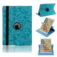 iPad Air Case 2nd Generation,Vintage Flower Pattern 9.7 Inch,Businda 360 Degree Rotating Stand PU Leather Floral Case Protective Flip Folio Cover for Apple 9.7 Inch iPad Air 2 - Blue