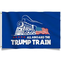 Kaiyuan Dynasty Trump Flag Train Donald Trump Flags Support for President 2020 Banner - All Aboard The Trump Train 3 x 5 feet with Two Brass Grommets