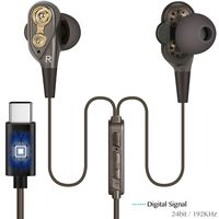 Type USB-C Earphones with Mic and Volume Control, XIIVIO Wired in-Ear Hi-Fi Digital Stereo Earbuds Full Digital Lossless Audio Earphone for Google Pixel 2/XL, Moto Z, HTC and Other USB C Devices
