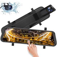 IXROAD Mirror Dash Cam 10" Touch Screen 1080P Car DVR Front and Rear View Dual Lens with Backup Camera, Night Vision, Time Lapse, Parking Monitor, Loop Recording