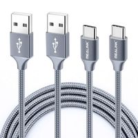 MEALINK USB Type C Cable Fast Charging 6ft (2 Pack), Nylon Braided USB C Cable Android Power Cord for Samsung Galaxy S8 S9 Note 8 Charger, Google Pixel, LG G5 G6,Moto Z2(Grey)