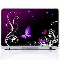 Meffort Inc 15 15.6 Inch Laptop Notebook Skin Sticker Cover Art Decal (Included 2 Wrist pad) - Purple Butterfly Design