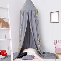 Ceekii Canopy for Girls Bed, Round Dome Hook Cotton Princess Mosquito Net Canopy Kids Bedroom Games Reading Tent Nursery Play Room Decor (Gray)
