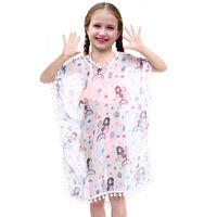 Sylfairy Unicorn Cover Up for Girls Rainbow Swimwear Coverups Swimsuit Beach Dress Top with Pompom Tassel (White with Mermaid, 3-6years)