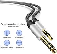 6.35mm 1/4" to 3.5mm 1/8" Male TRS Stereo Audio Cable with Alloy Housing and Nylon Braid for Smartphone, PC, Home Theater, Amplifier and Mixing Console, 3Ft