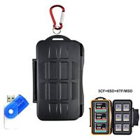 LXH 15 Slots Anti-shock Waterproof Hard Storage Memory Card Case Holder For SD card/CF(Compact Flash) cards/Micro SD cards with Carabiner & Card Reader (For 3CF+6SD+6TF)