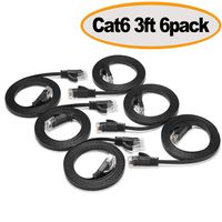 Cat 6 Ethernet Cable Black 3 ft (6 Pack) - Flat Internet Network Cable - Jadaol Cat6 Ethernet Patch Cable Short - Cat6 Computer LAN Cable with Snagless RJ45 Connectors - 3 feet Black 6 Pack