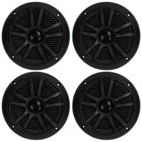 4) NEW BOSS MR6B 6.5" 360W Dual Cone Black Marine Audio Speakers 180 Watt 2 PAIR