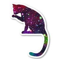 Cat Sitting Sticker Bright Galaxy Stickers - 2 Pack - Laptop Stickers - 2.5" Vinyl Decal - Laptop, Phone, Tablet Vinyl Decal Sticker (2 Pack) S81883