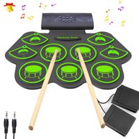Electronic Drum Set - KONIX Bluetooth Electric Midi Drum Set Kit for Kids Beginner Portable Roll Up Drum Practice Pads - Musical Instruments With Built-In Speaker,Drum Pedals Drum Sticks