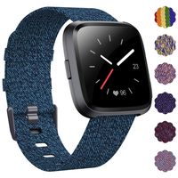DAIKA Woven Bands Compatible with Fitbit Versa 2 /Versa/Versa Lite Stylish Fabric Wristbands with Stainless Steel Buckle Fits for Women Men, Large Small