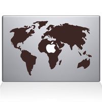 The Decal Guru 0194-MAC-15X-BRO World Map Vinyl Sticker, 15" MacBook Pro (2016 & Newer), Brown