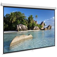 ShowMaven 100 inch 16:9 HD Projector Screen, Home Theater Education Office Presentation Manual Pull Down Projection Screen for Indoor Wall or Ceiling Mounting