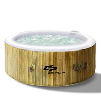 Goplus 4-6 Person Outdoor Spa Inflatable Hot Tub for Portable Jets Bubble Massage Relaxing with Accessories Set (4-Person, Beige)