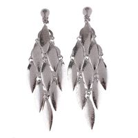 Grace Jun New Handmade Multi-layer Dangle Drop Earrings and Clip on Earrings No Pierced for Women (Silver Clip-on)