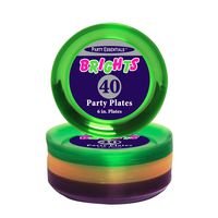 Party Essentials Hard Plastic 40 Count Round Party/Dessert Plates, 6-Inch, Mardi Gras Mix