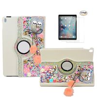 STENES Bling Case Compatible with iPad Pro 11" (2018) - STYLISH - 3D Handmade Crystal Sleep Night Owl Pendant Flower 360 Degree Rotating Stand Case with Smart Cover Auto Sleep/Wake Feature - Pink