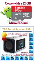 Online-Enterprises MVS01 Top Secret Spy Camera Mini Clock Radio w/32Gb Class 10 Micro Sd Card Included. Hidden DVR- Continuous Power or Battery Power.
