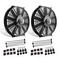 (Pack of 2) 12" High Performance Electric Radiator Cooling Fan Push Pull Slim 12V 80W 1550 CFM with Mounting Kit（Diameter 11.73" Depth 2.56")