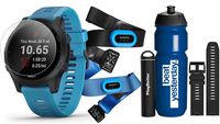 Garmin Forerunner 945 (Tri-Bundle) Runner's Bundle | Includes Garmin Water Bottle, HRM-Tri & HRM-Swim Chest Straps, HD Screen Protectors (x4), Watch Bands (x2, Blue & Black) & PlayBetter Charger