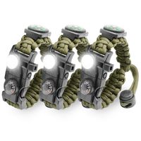 LeMotech 21 in 1 Adjustable Paracord Survival Bracelet, Tactical Emergency Gear Kit Includes SOS LED Flashlight, Bigger Compass, Thermometer, Rescue Whistle and Fire Starter